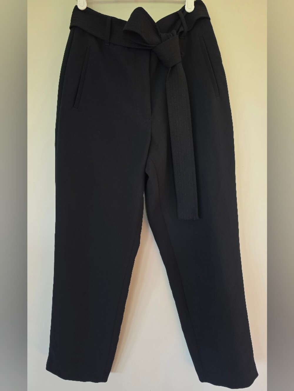 Wilfred Aritzia Black High Waist Tie Front Pants With Belt Women's Size 4.